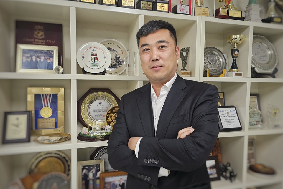중국 네이멍구에서 태권도장을 8개 운영하고 있는 바이즈장 대표. 미디어제주