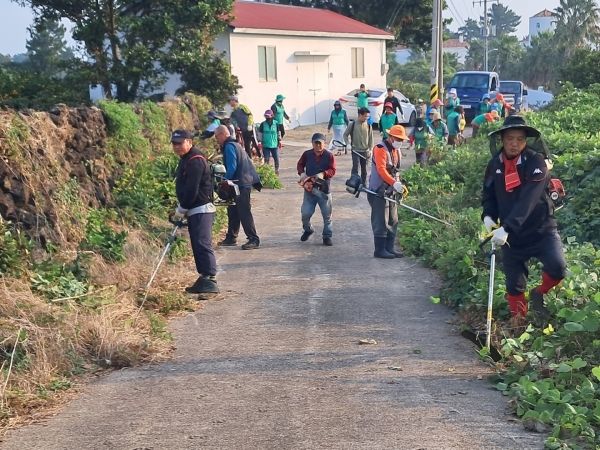 오조리 마을회는 지난 22~23일 회원 40여명이 농로변 잡목 제거 및 칠넝쿨 제거로 안전한 농로길을 확보했다.